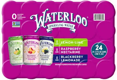 Waterloo Sparkling Water, Variety Pack, 12 fl oz, 24-count. bulk pack available from Crabtree Supply. Fast local delivery and nationwide shipping.