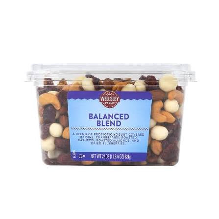 Wellsley Farms Balanced Blend Snack Mix, Yogurt Covered Fruit & Nuts, 22 oz. product packaging