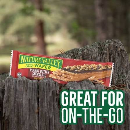 Nature Valley peanut butter chocolate wafer bars: wrapped wafer bars shown outdoors