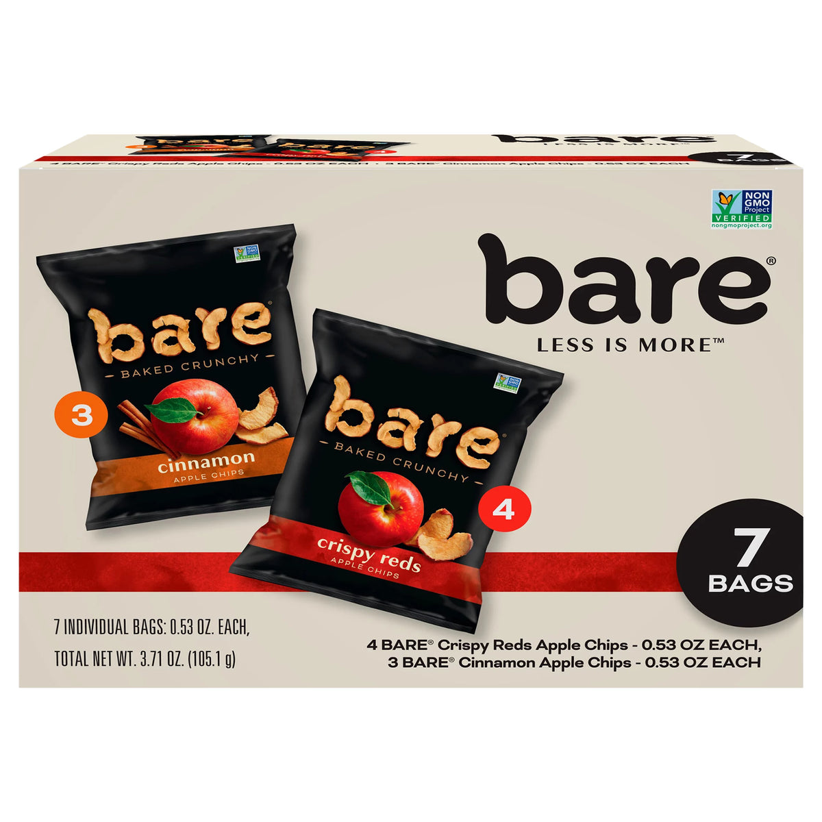 Bare Crispy Reds & Cinnamon Apple Chips Variety Pack, 3.71 oz., 7 Bags