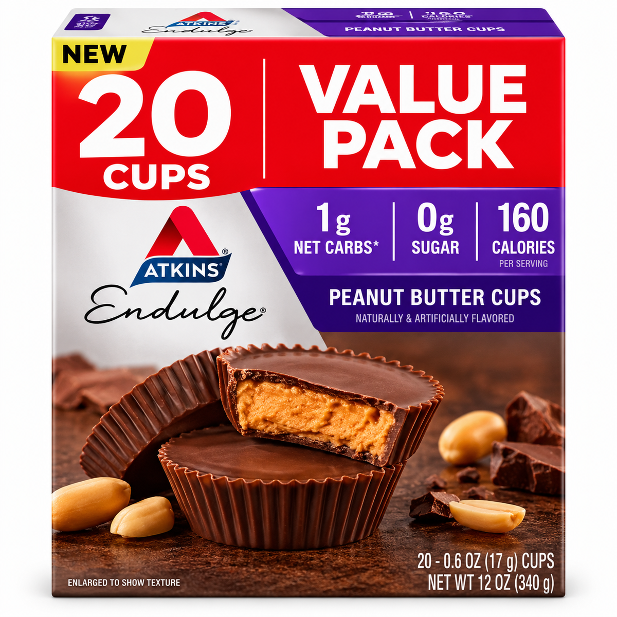 Atkins Endulge Peanut Butter Cups – 20 Count Value Pack (12 oz)