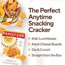 Simple Mills Almond Flour Farmhouse Cheddar Crackers Family Size, 7 oz.