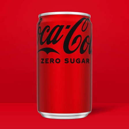 Single Coca-Cola Zero Sugar 7.5-fluid-ounce mini can on a red background.