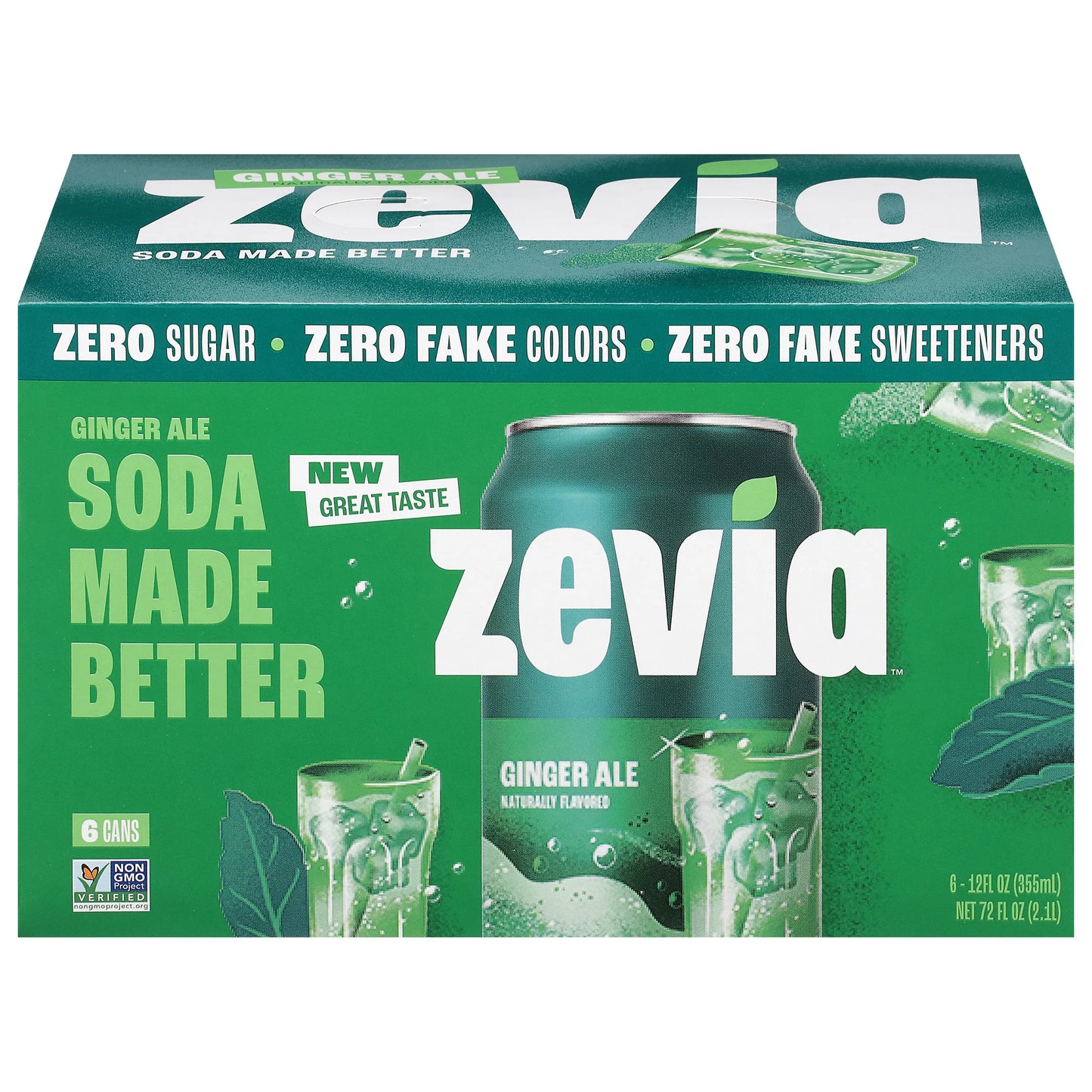 Zevia Zero Sugar Ginger Ale Soda 6 x 12 fl. oz.