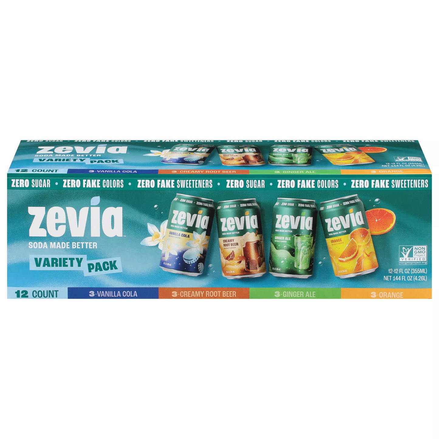 Zevia Zero Sugar Assorted Soda Variety Pack 144 fl. oz.