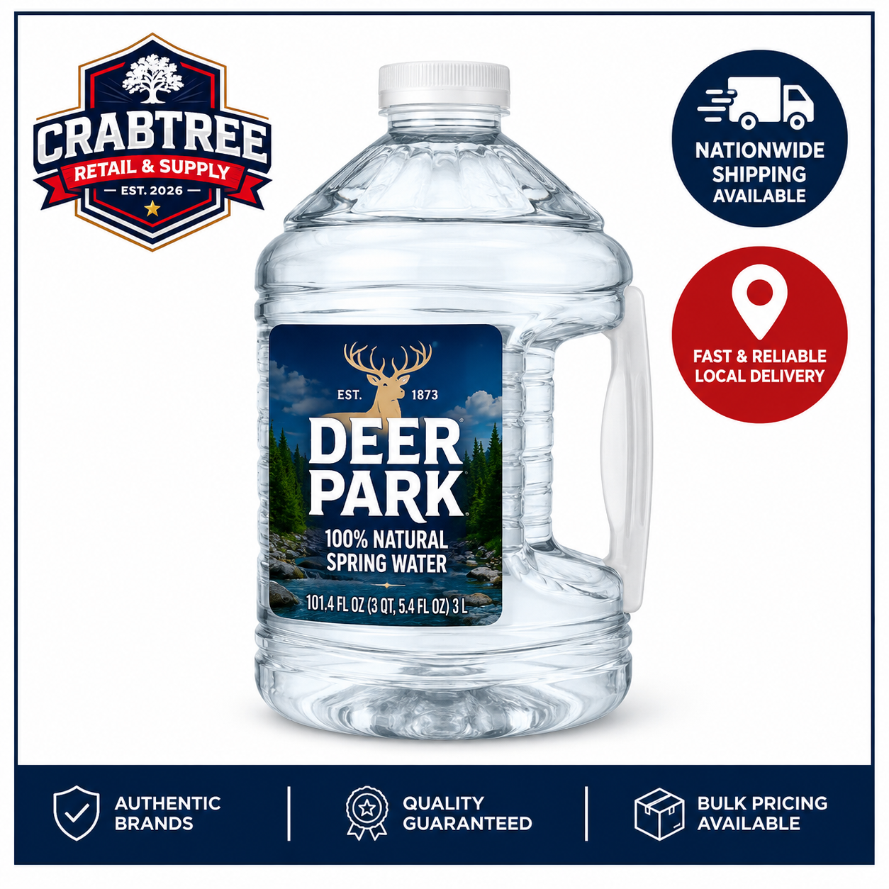 Deer Park Spring Water, 100% Natural, 101.4 fl. oz.