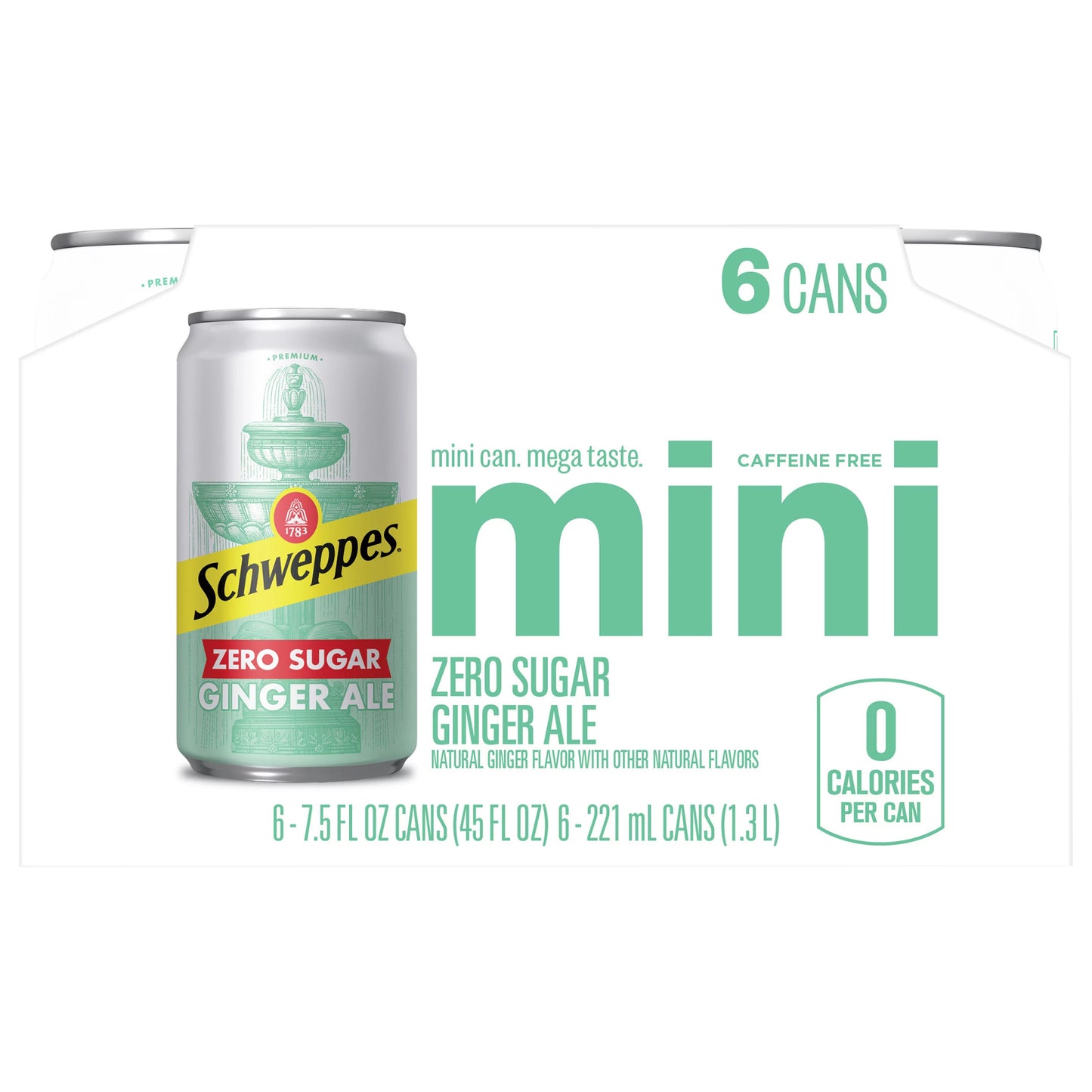 Schweppes Caffeine Free Zero Sugar Mini Ginger Ale 6 x 7.5 fl. oz. bulk pack available from Crabtree Supply. Fast local delivery and nationwide shipping.