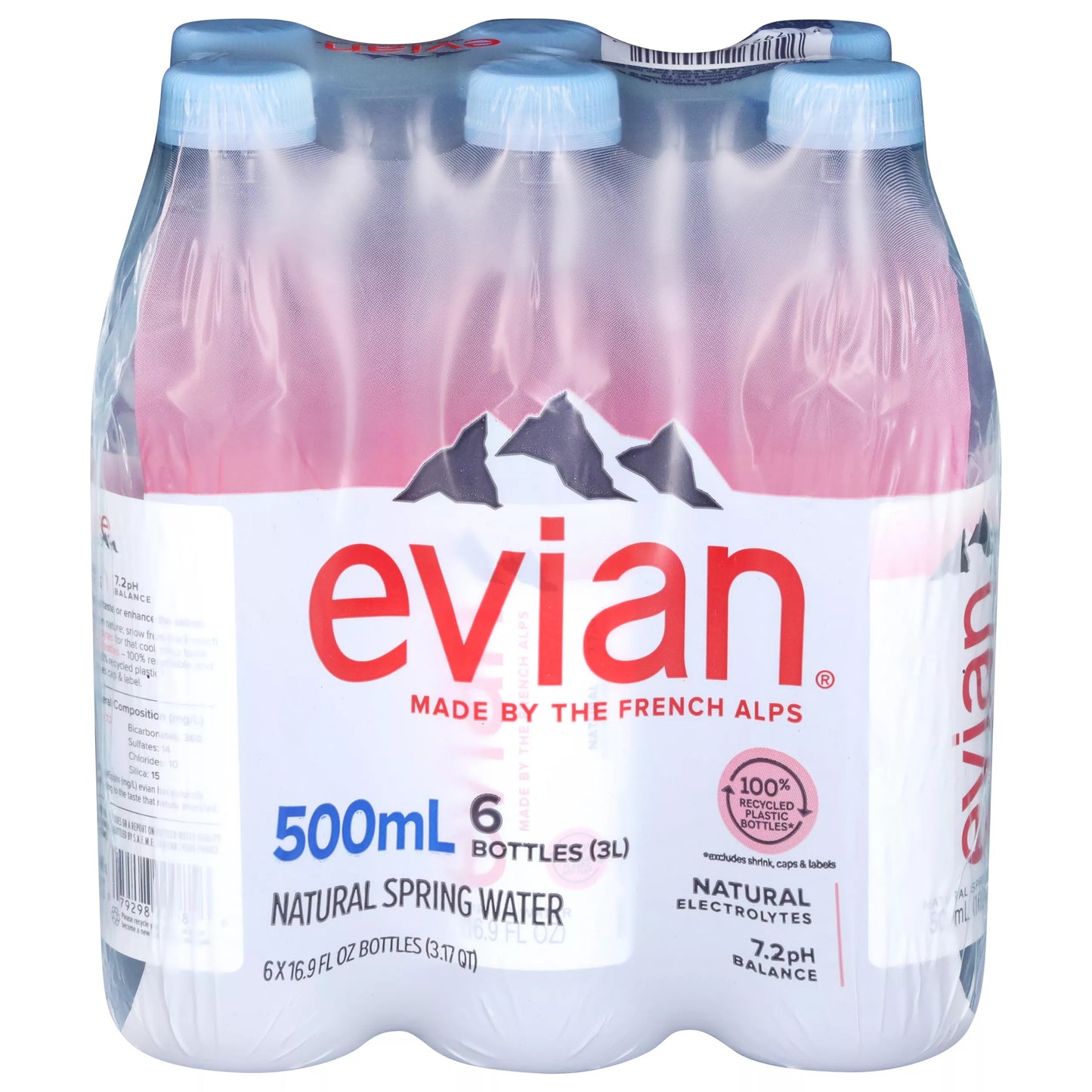 Evian Natural Spring Water, 6 pack of 16.9 fl. oz. bottles