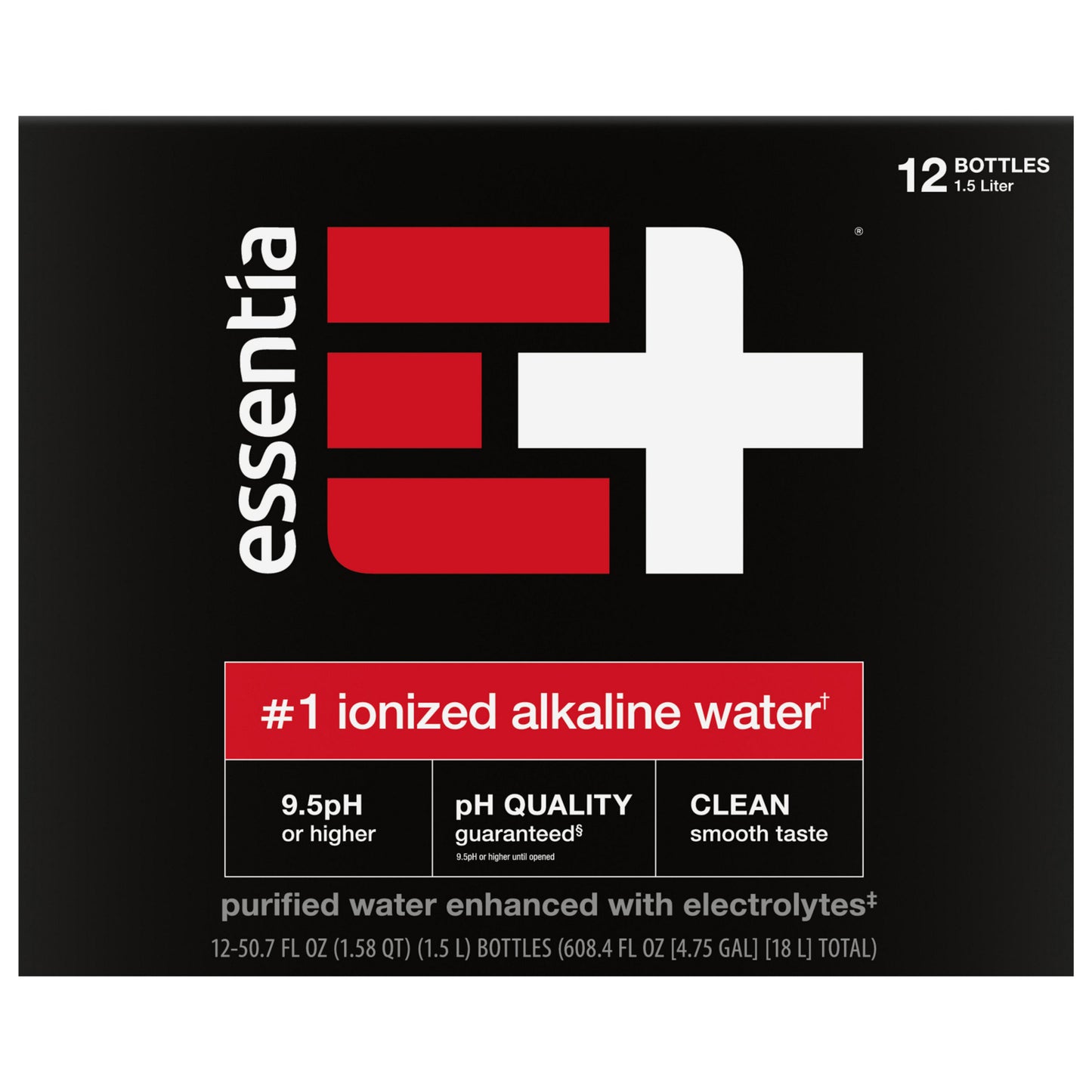 Essentia Alkaline Ionized Water, case of 12 x 50.7 fl. oz. bottles