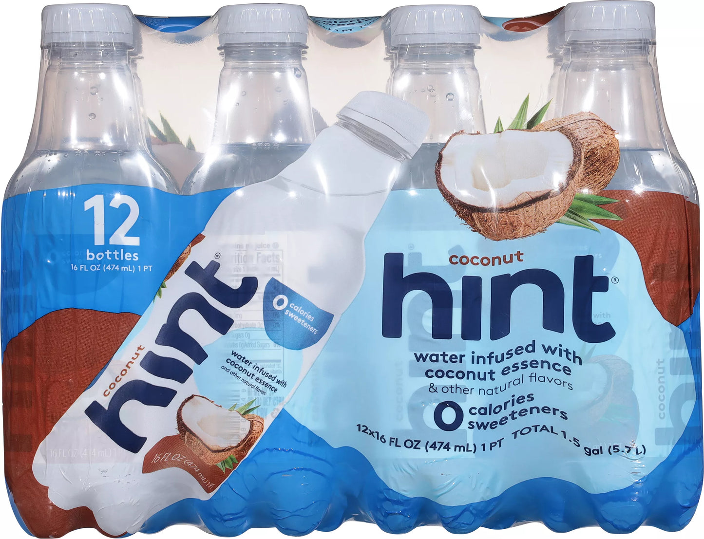 Hint Coconut Bottled Water, case of 12 x 16 fl. oz. bottles