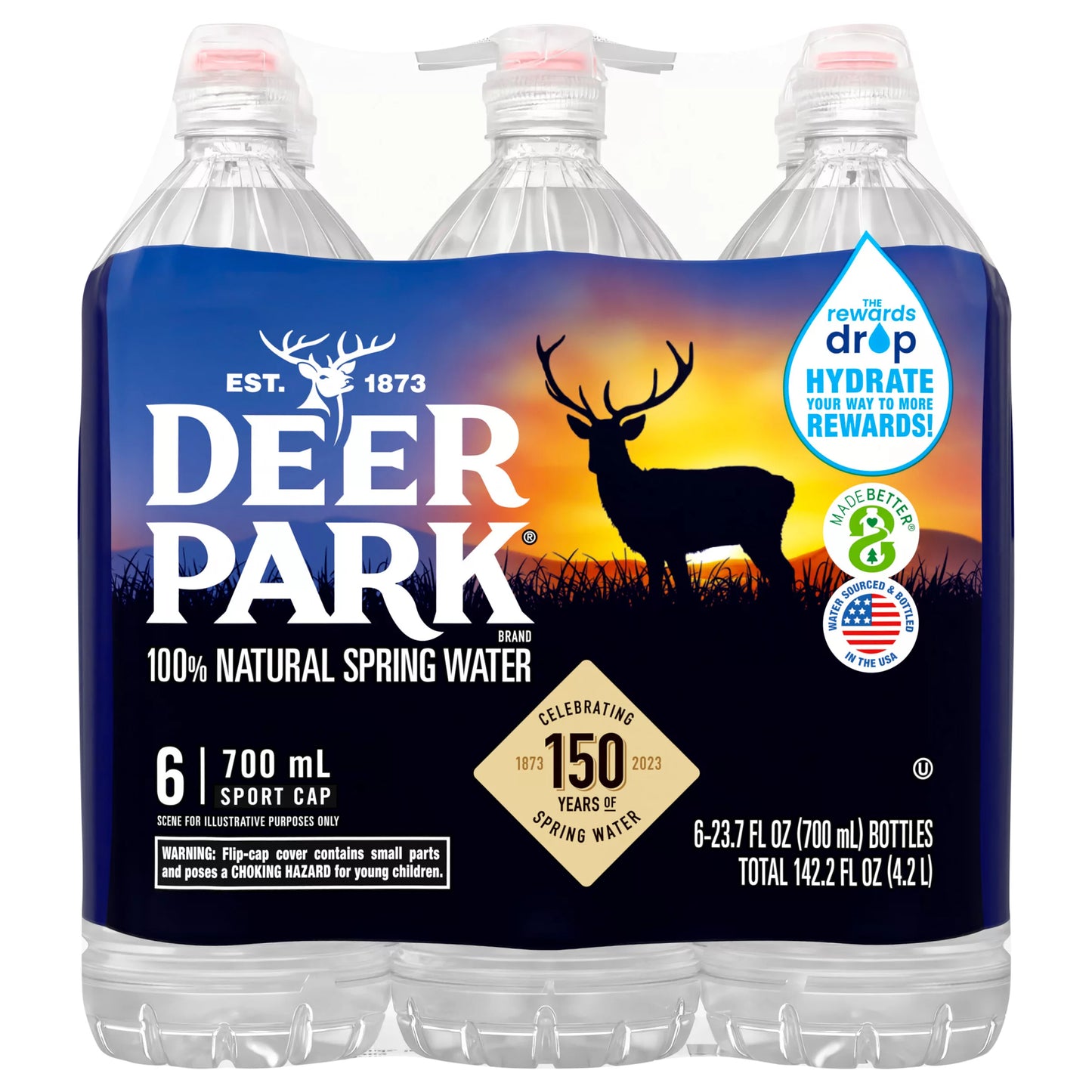 Deer Park Natural Spring Water, 6 pack of 23.7 fl. oz. bottles