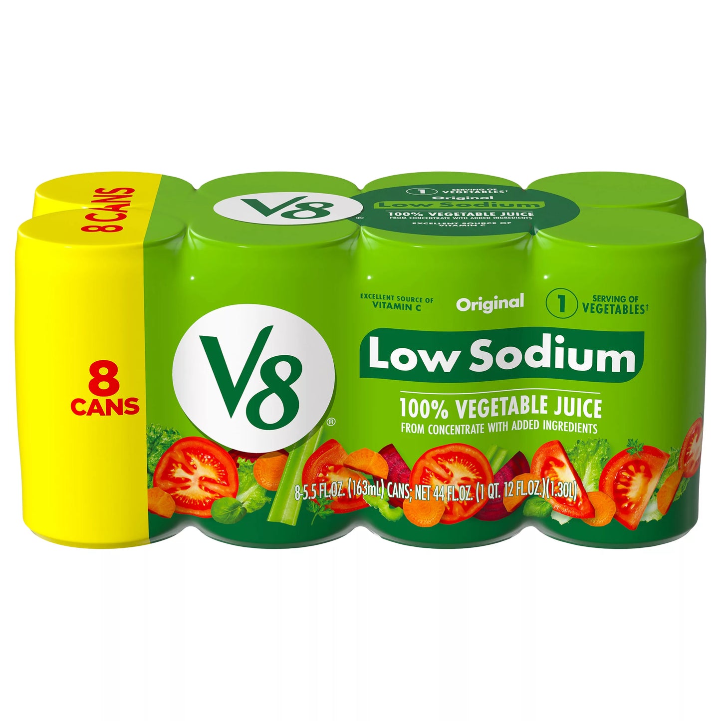 V8 100% Vegetable Juice, Original, Low Sodium, 44 fl. oz.