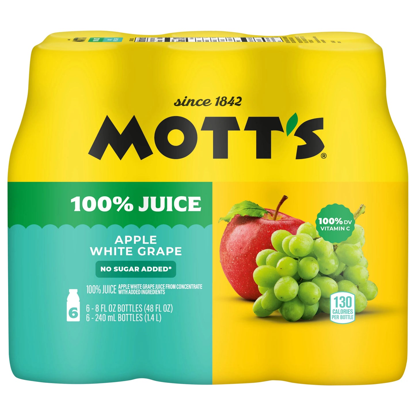 Mott's No Sugar Added Apple White Grape Juice, 48 fl. oz.