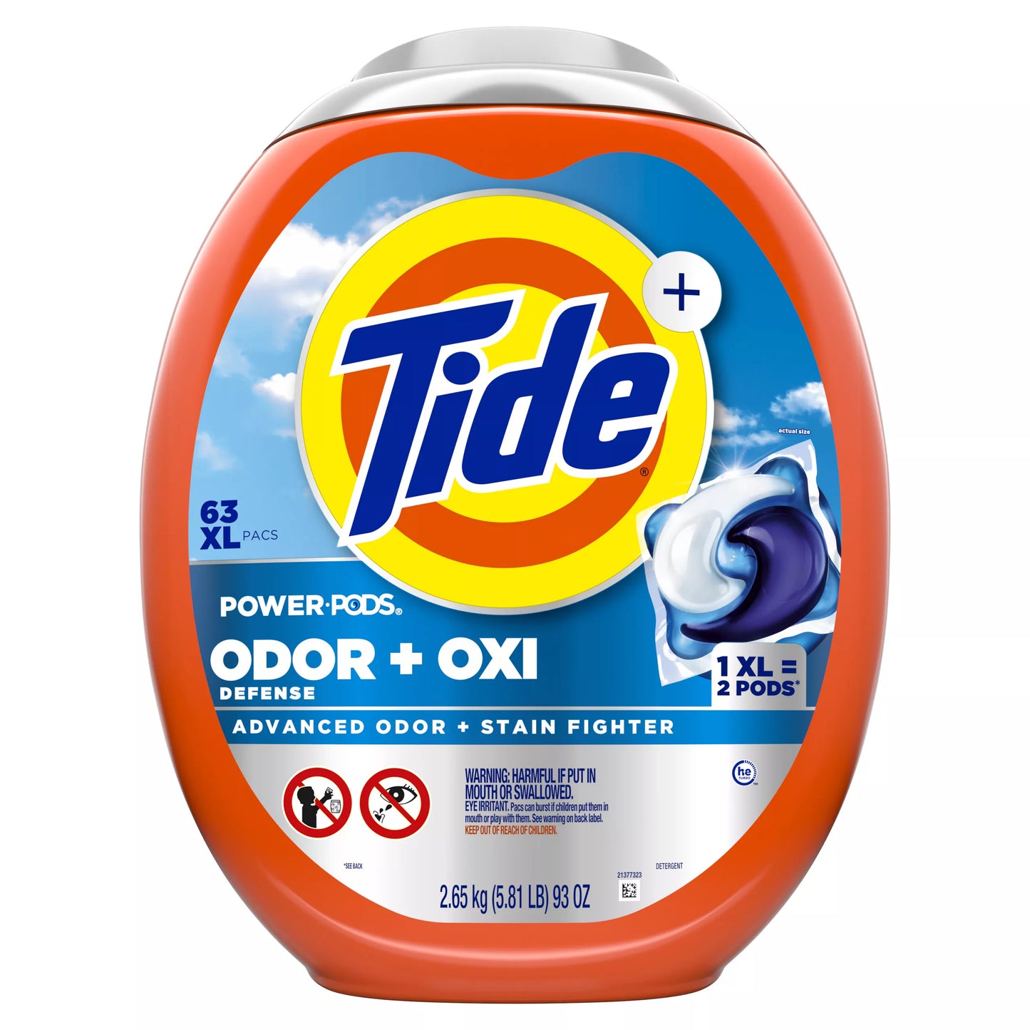 Tide Power PODS with Odor Eliminators Laundry Detergent Pacs 63 ct.