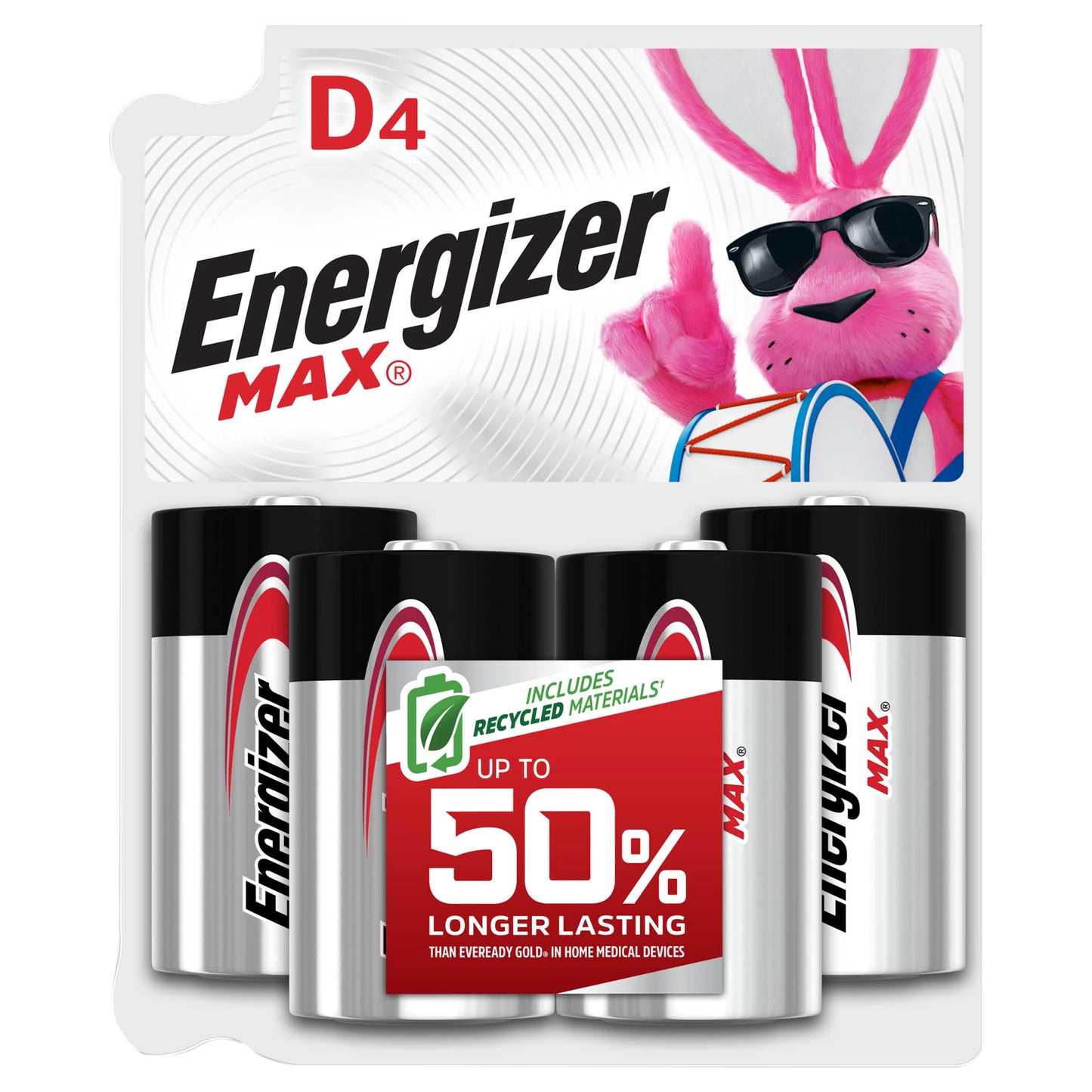 Energizer Max D4 Batteries 4 each