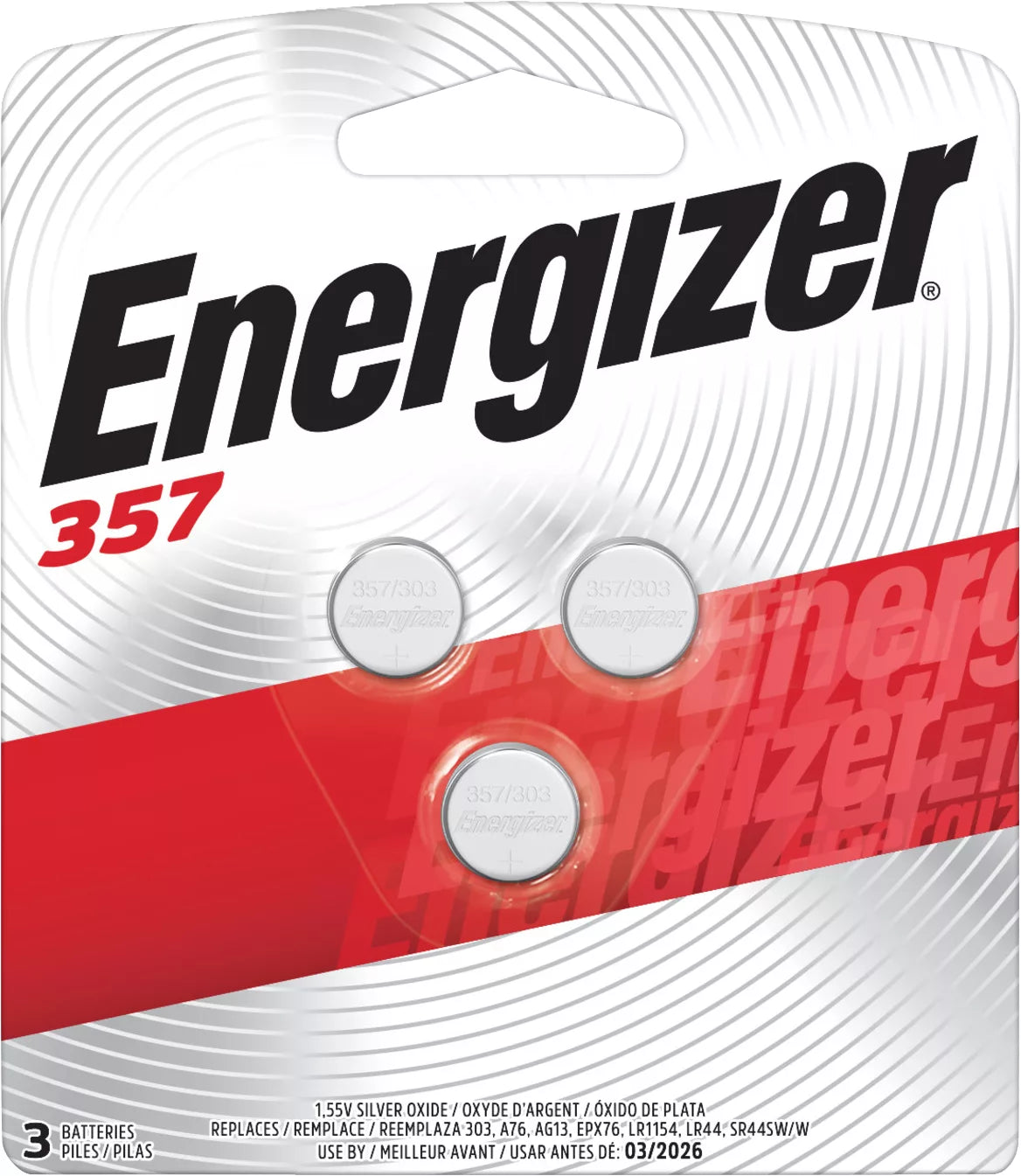 Energizer Batteries, Silver Oxide, 357 3 each