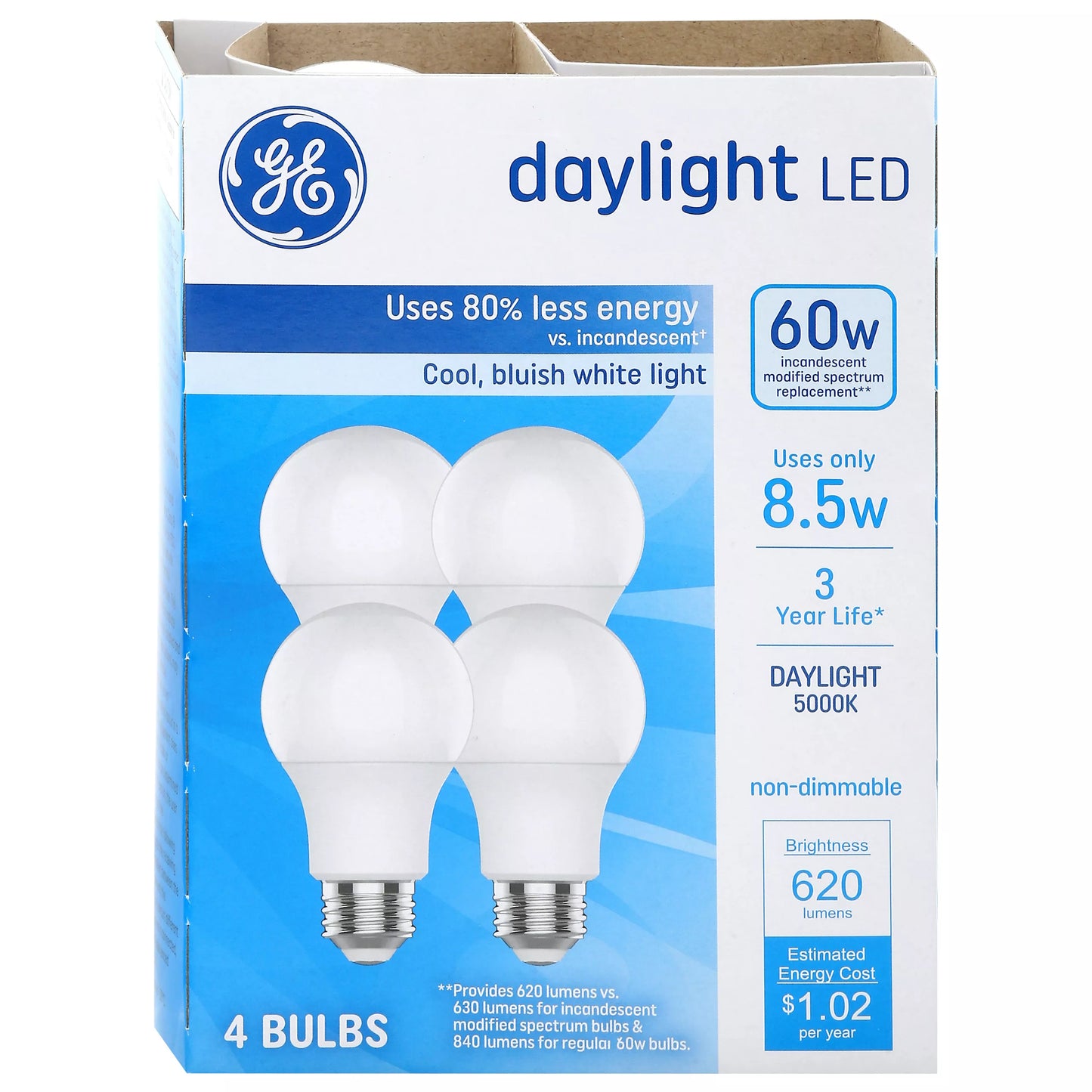 GE Daylight 60W LED 4 each