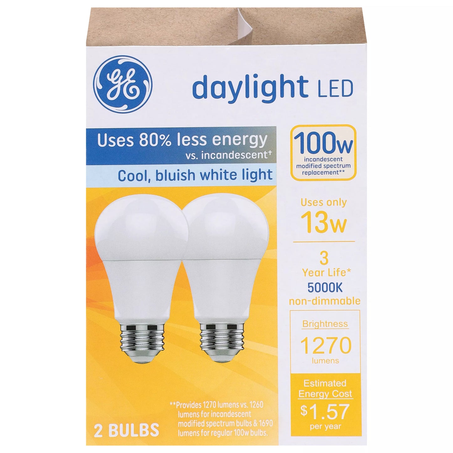 GE LED 13 Watts Daylight Bulbs 2 each