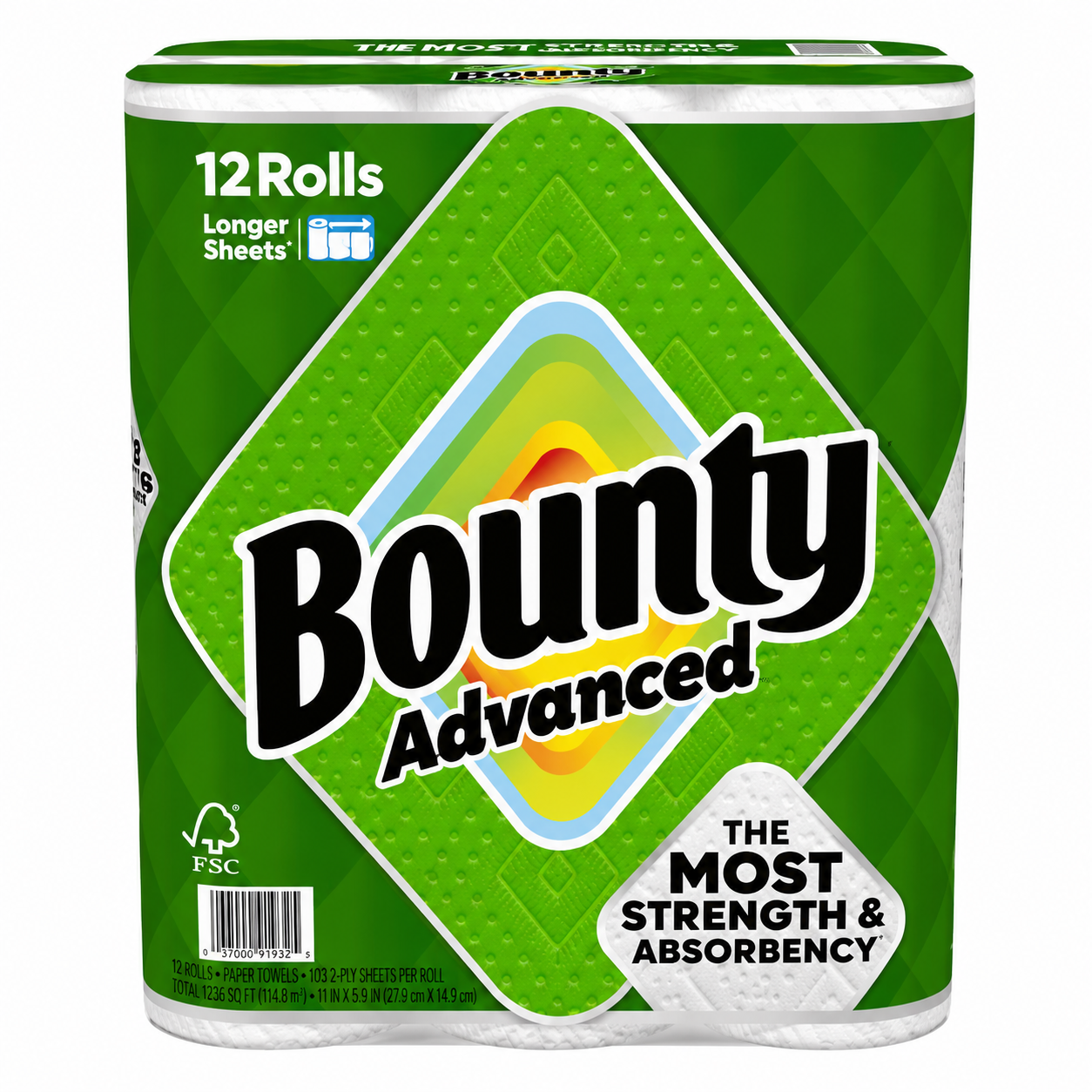 Bounty Advanced Paper Towels, 2-Ply, 103 Sheets, 12-count