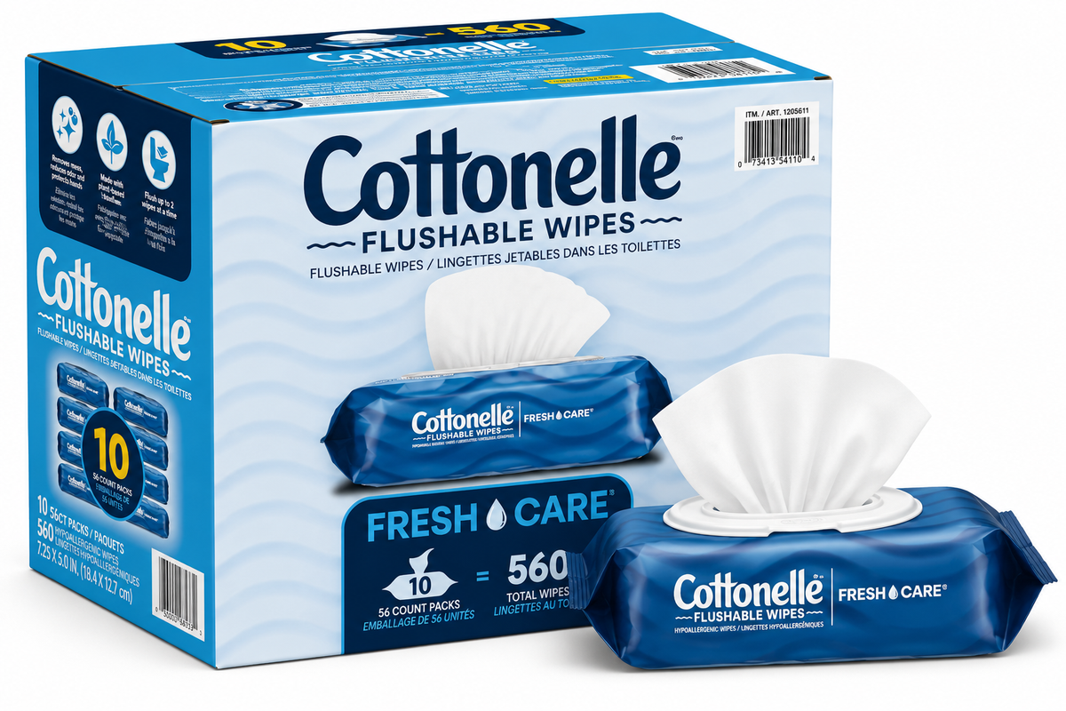 Cottonelle Fresh Care Flushable Wipes, 560 Wipes