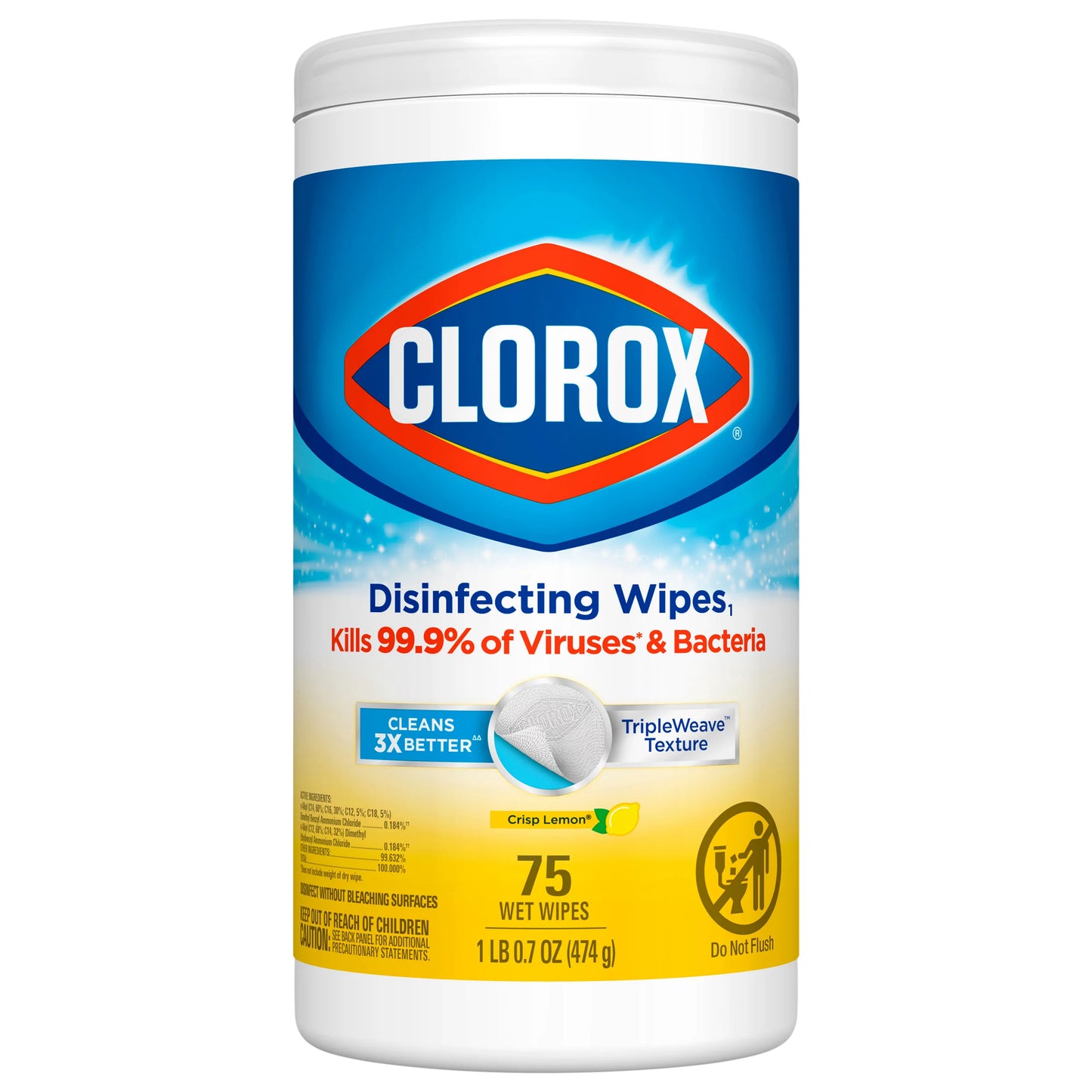 Clorox Crisp Lemon Disinfecting Wipes 75 ct.