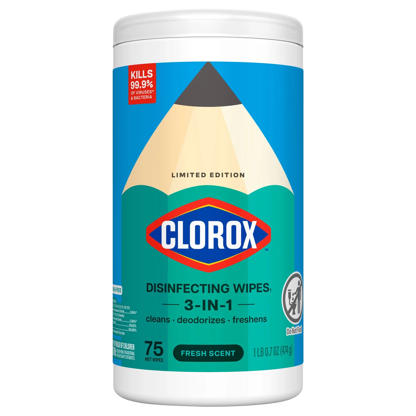 Clorox 3-in-1 Fresh Scent Disinfecting Wipes 75 ct.