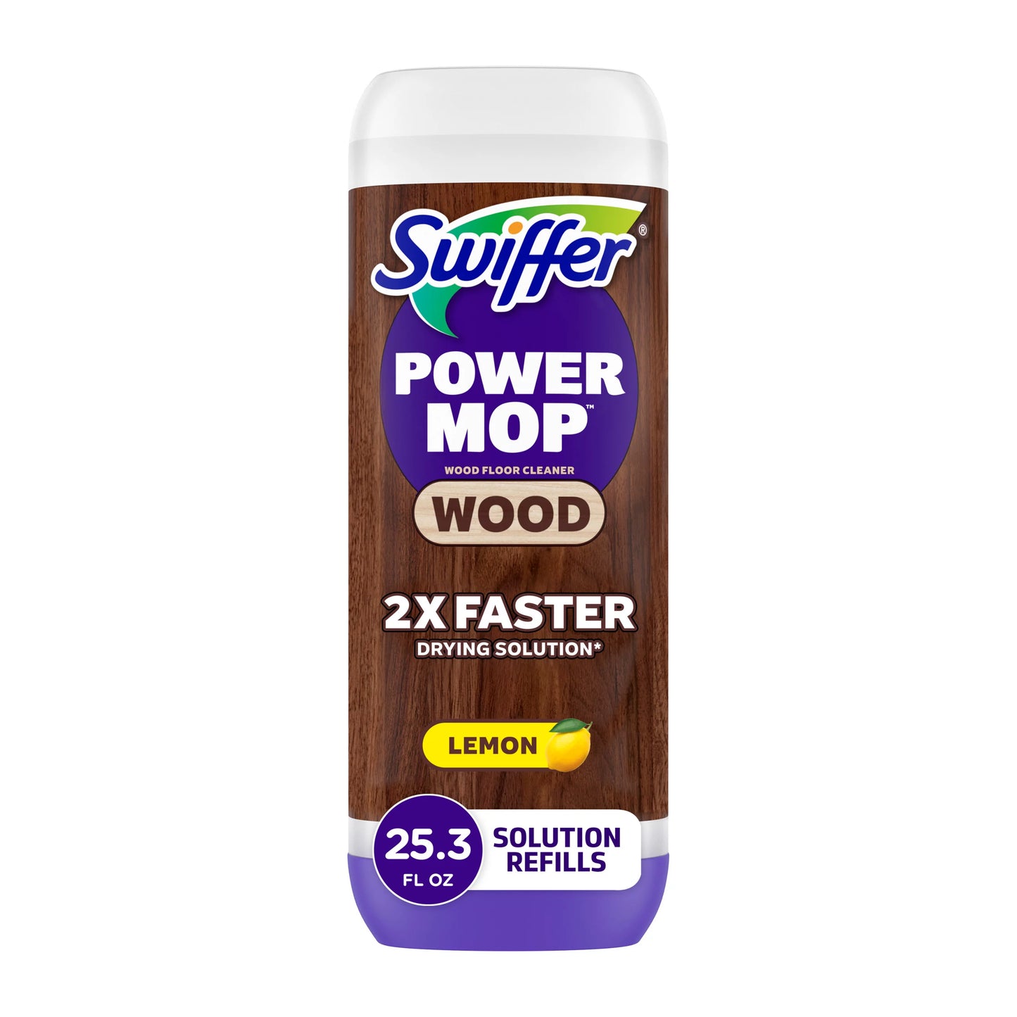 Swiffer Powermop Wood Solution, Hardwood Floor Cleaner, Lemon 25.3 fl. oz.