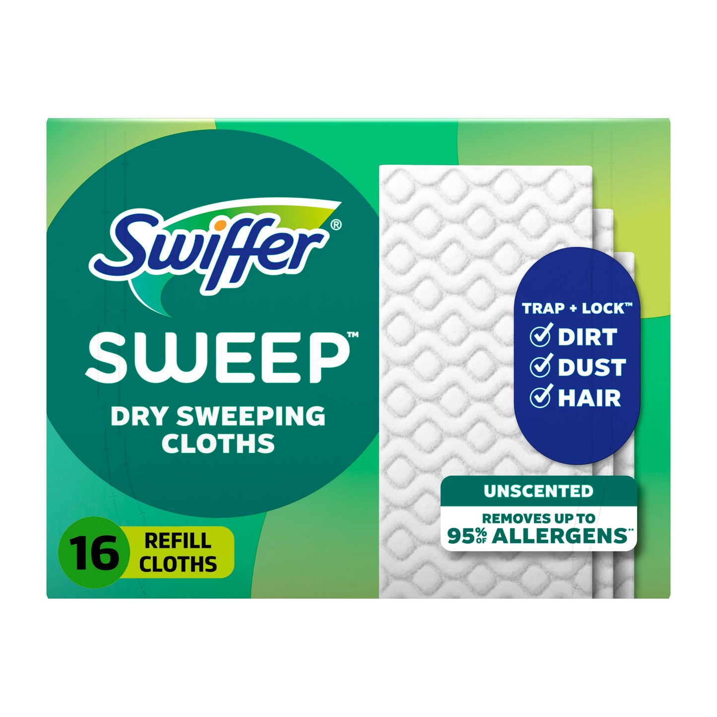 Swiffer Sweeper Dry Sweeping Cloth Refills, Unscented, 16 Count 16 ct.