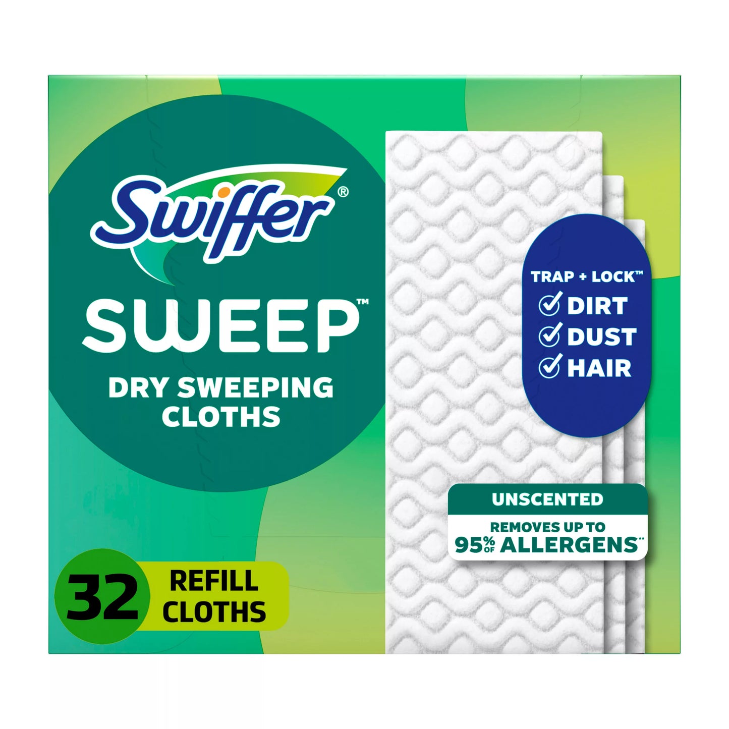 Swiffer Sweep + Mop, Dry Pads Refill, Floor Cleaner, Unscented 32 ct.