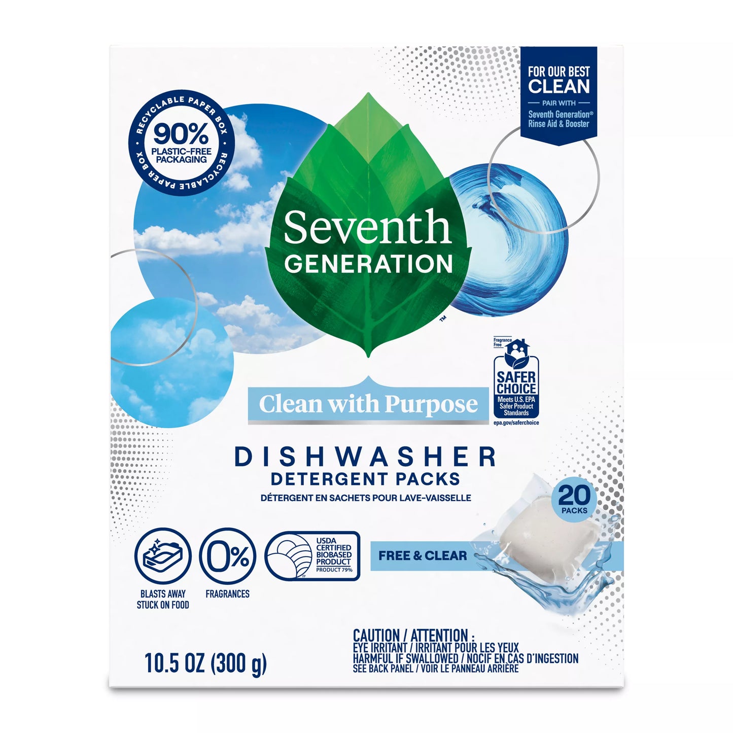 Seventh Generation Free & Clear Dishwasher Detergent Packs 20 ct.