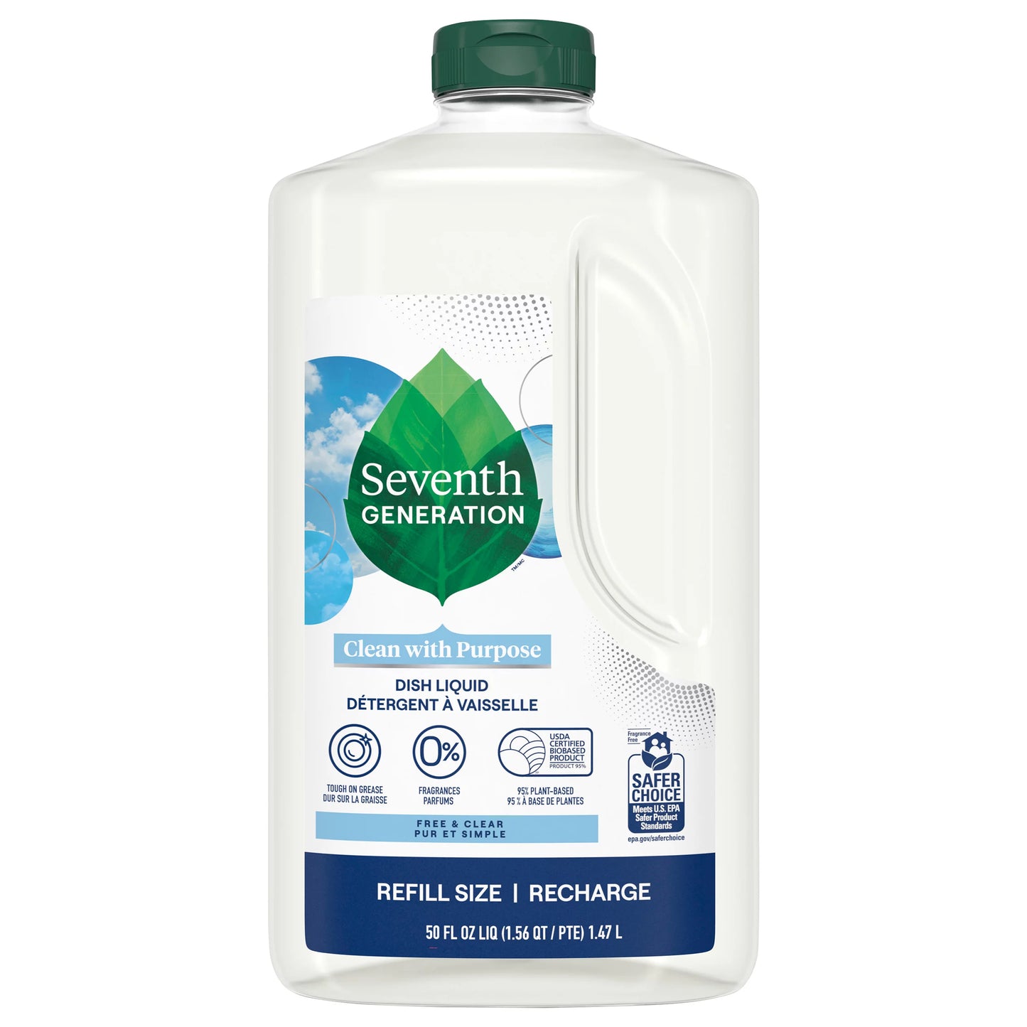 Seventh Generation Free & Clear Clean with Purpose Refill Size Dish Liquid 50 fl. oz.