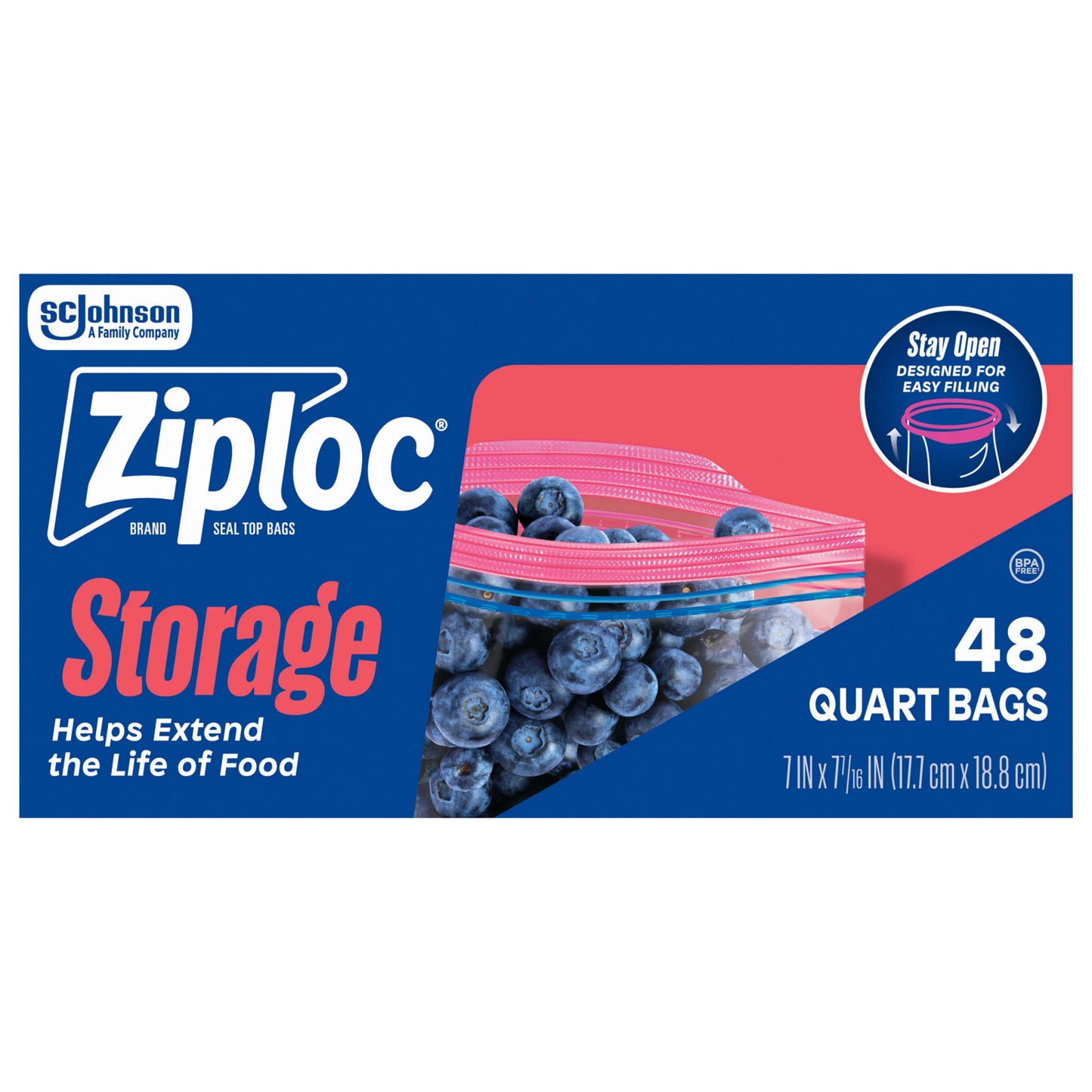 Ziploc Quart Storage Seal Top Bags 48 ct.
