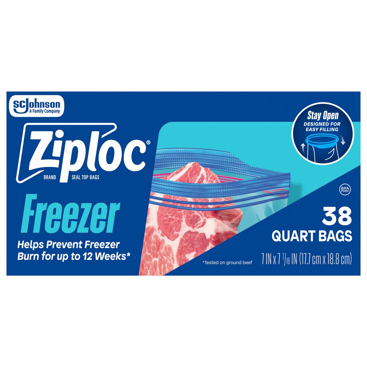 Ziploc Quart Freezer Seal Top Bags 38 ct.