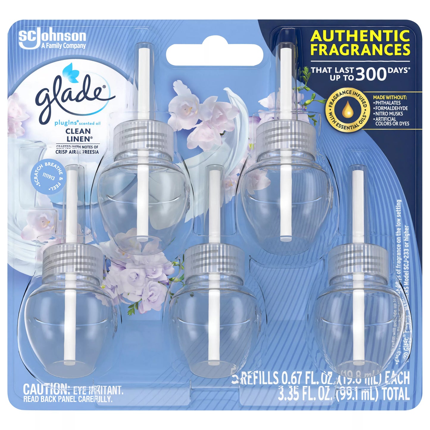 Glade PlugIns Clean Linen Scented Oil Refills 3.35 fl. oz.
