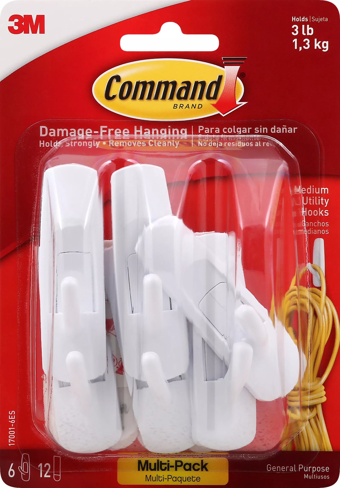 Command Utility Hooks, General Purpose, Medium, Multi-Pack 6 each