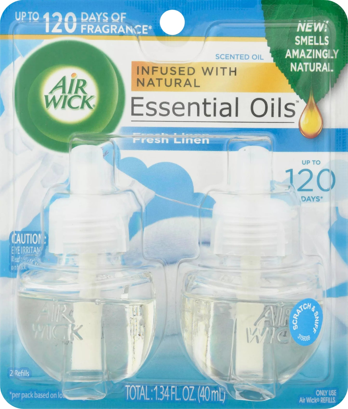 Air Wick Essential Oils Scented Oil Refills, Fresh Linen 2 ct.