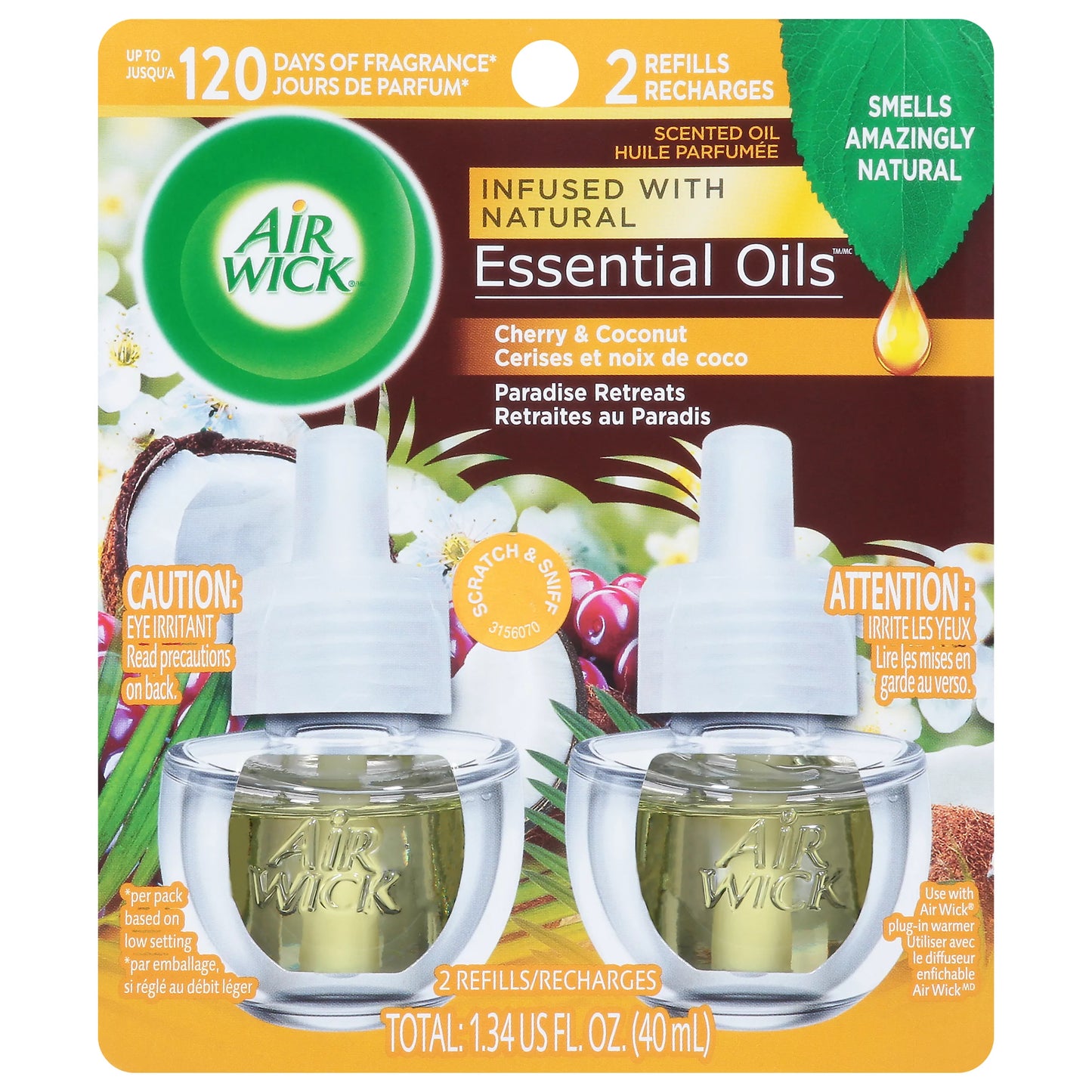 Air Wick Essential Oils Scented Oil Refills, Cherry & Coconut 2 ct.