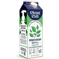 Clean Cult Liquid Dish Detergent Soap Refill Fresh Basil 32 fl. oz.