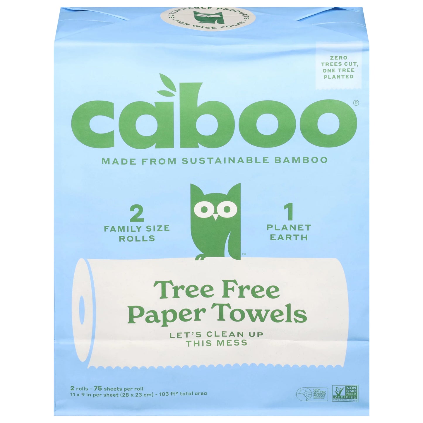 Caboo Paper Towels, Tree Free, Family Size 103 sq. ft.