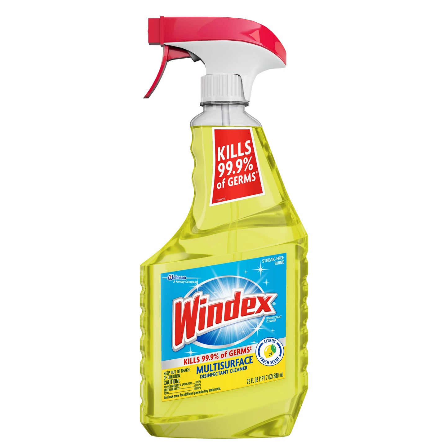 Windex Disinfectant Cleaner Multi-Surface Citrus Fresh, Spray Bottle 23 fl. oz.