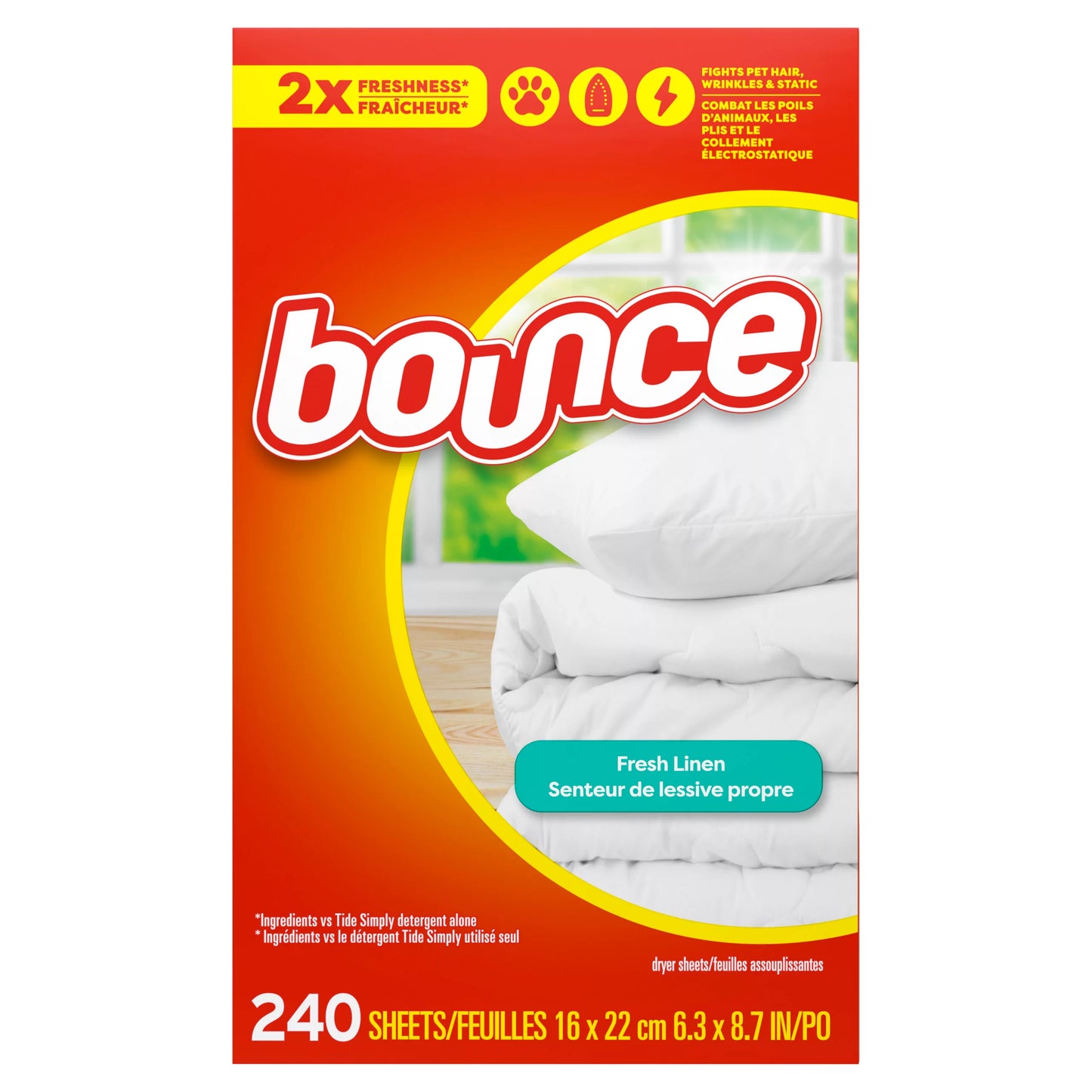 Bounce Dryer Sheets, Fresh Linen Scent 240 ct.