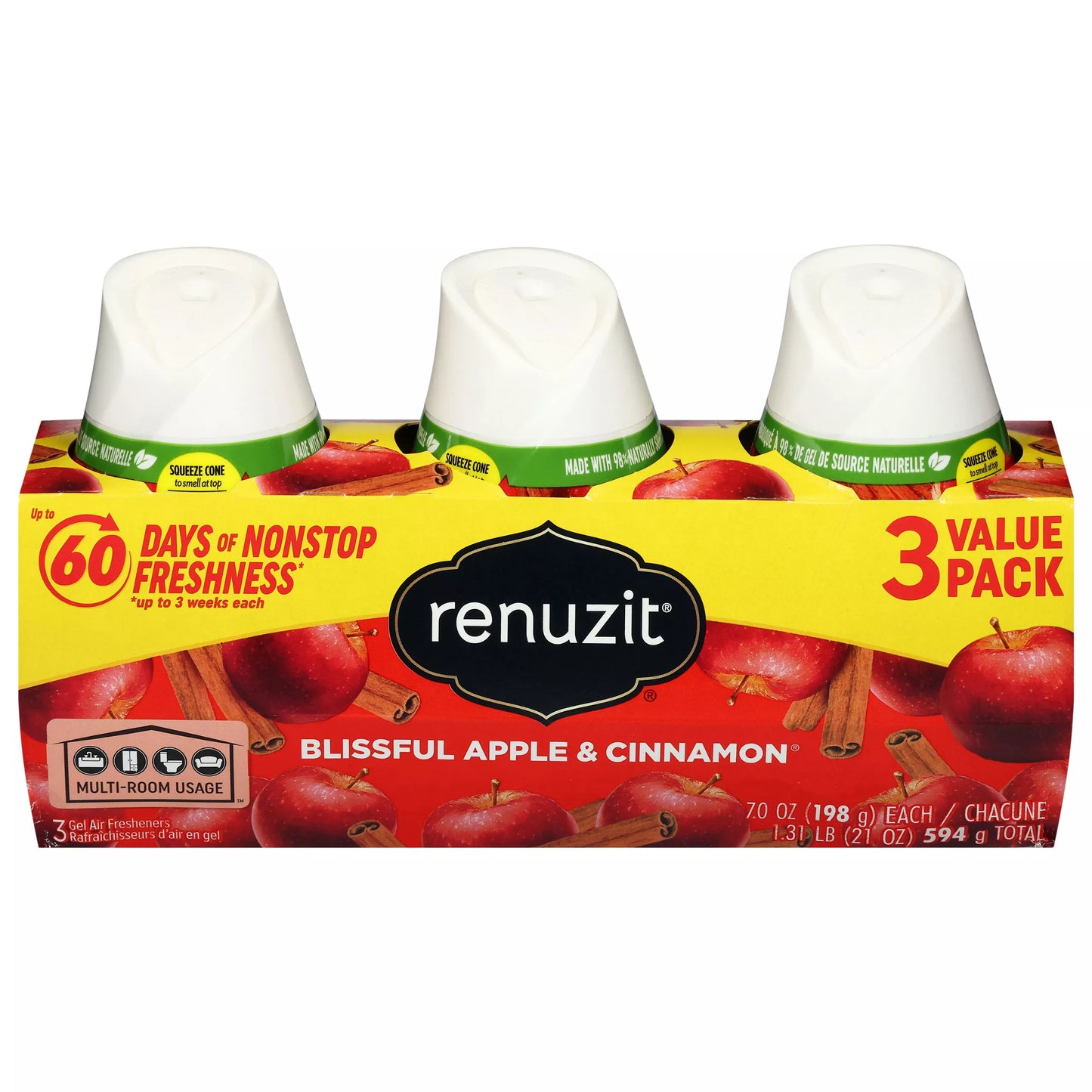 Renuzit Blissful Apple & Cinnamon Gel Air Fresheners Value Pack 3 ct.