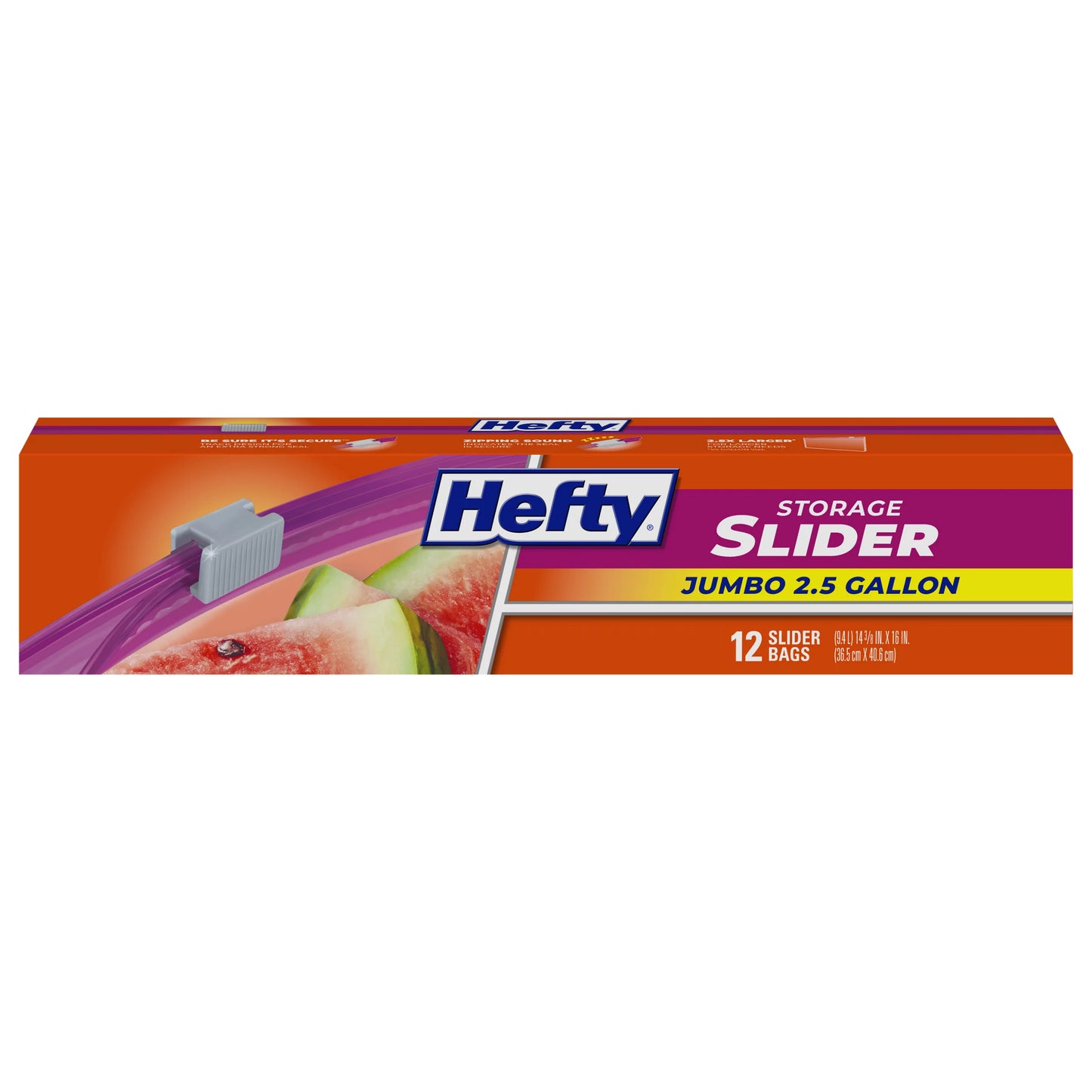 Hefty 2.5 Gallon Storage Jumbo Slider Bags 12 ct.