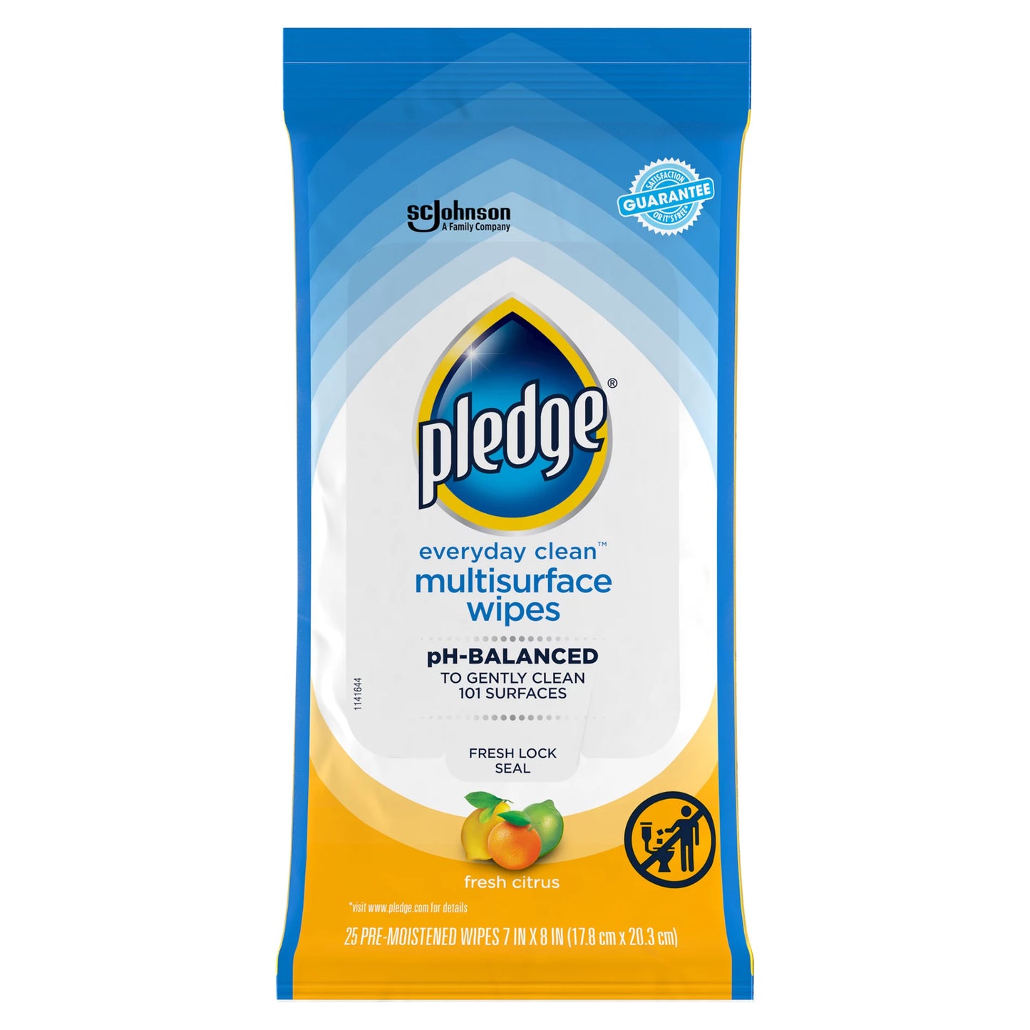 Pledge Everyday Clean Wipes, Multisurface, Fresh Citrus 25 ct.