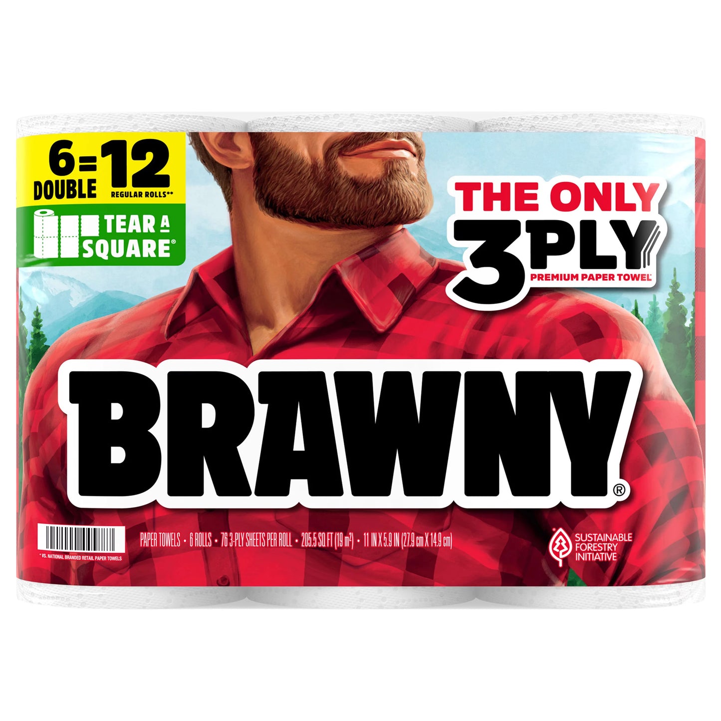 Brawny Tear-A-Square White 3-Ply Double Rolls Paper Towels 205.5 sq. ft.