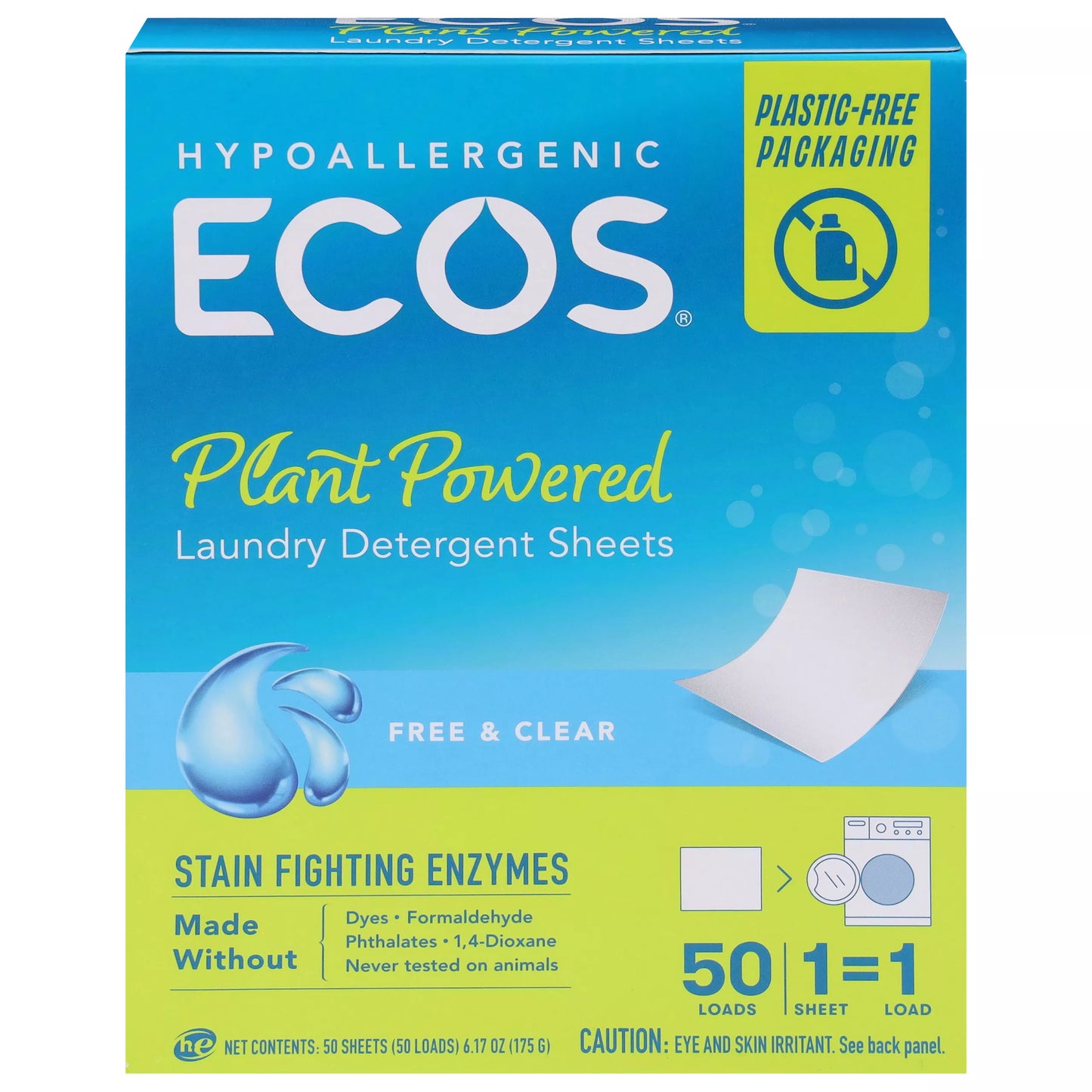 Ecos Plant Powered Free & Clear Laundry Detergent Sheets 50 ct.