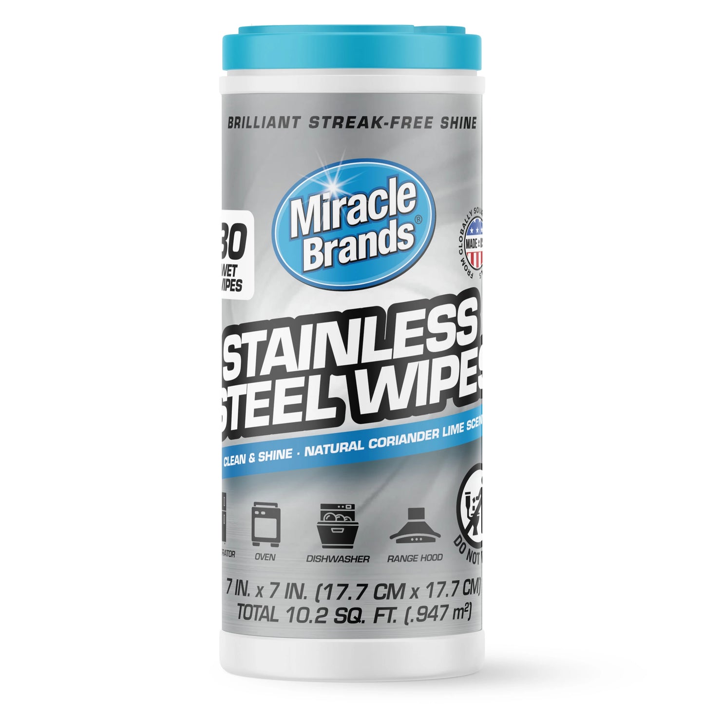 Miracle Brands Stainless Steel Wipes 30 ct.