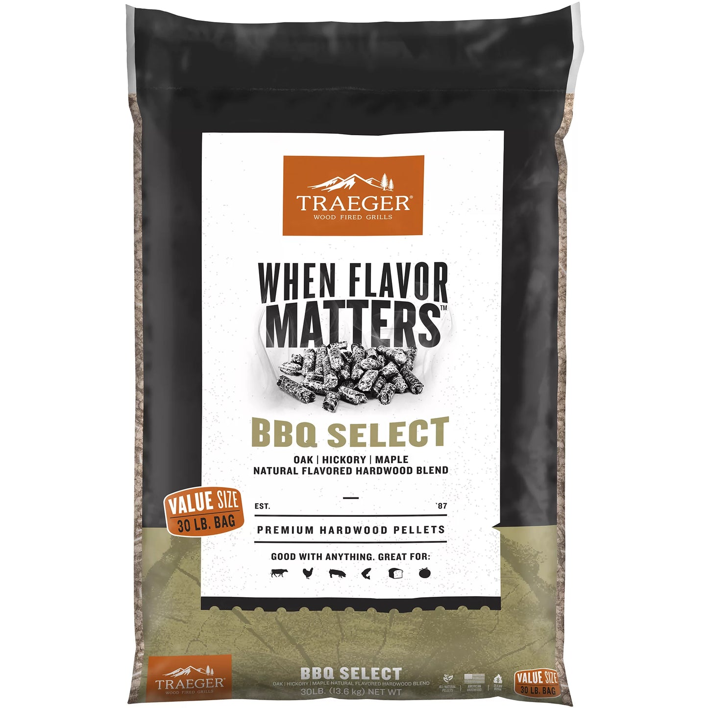 TRAEGER PELLET GRILLS LLC BBQ Select Pellets 30 lb.