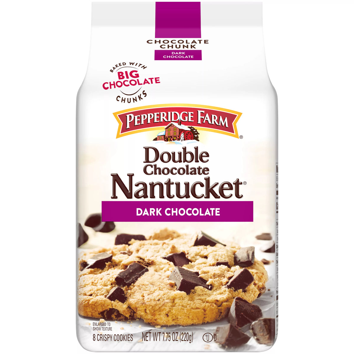 Pepperidge Farm Nantucket Double Dark Chocolate Chunk Cookies, 7.75 oz. package from Pepperidge Farm.