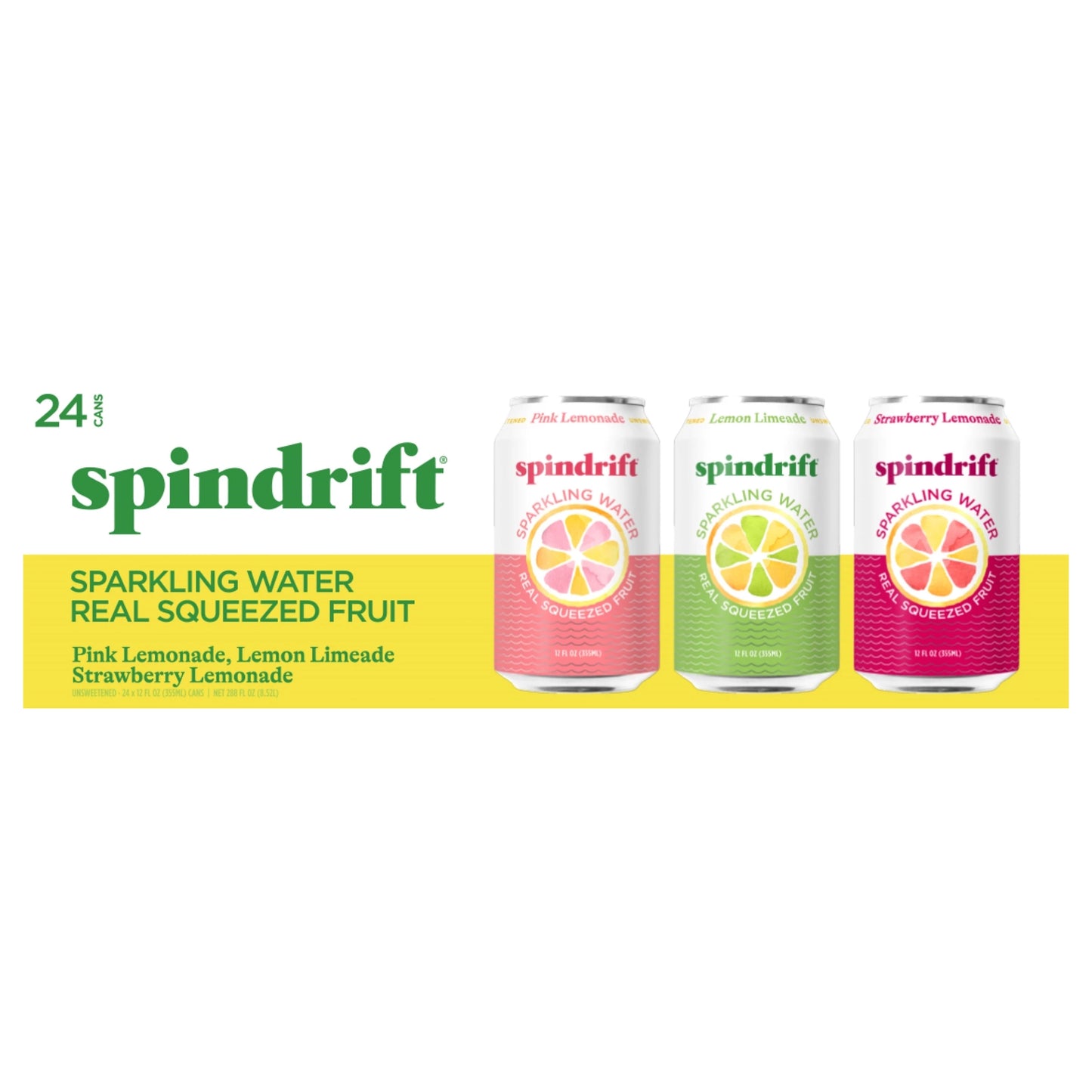 Spindrift Pink Lemonade/Lemon Limeade/Strawberry Lemonade Sparkling Water 24 x 12 fl. oz. bulk pack available from Crabtree Supply. Fast local delivery and nationwide shipping.